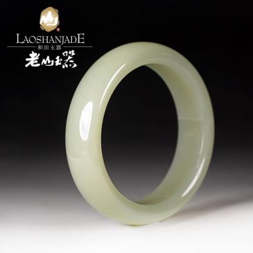 和田玉青白玉手鐲扁圓環形玉溫潤