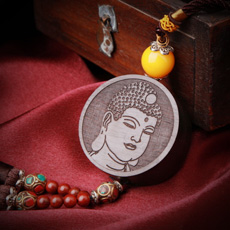 精品檀木车挂★精雕木质释迦摩尼佛头汽车香水车挂★辟邪佛宝平安