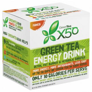 GreenTeaX50自然健康减脂魔茶茶包芒果味60包(促进新陈代谢、排毒减肥)