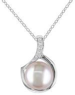 SterlingSilverDyedFreshwaterCulturedPearl&DiamondAccentPendant