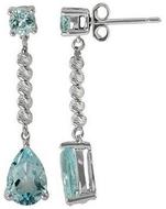 SterlingSilverBlueTopazBeadLinearDropEarrings