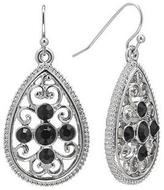 1928SilverToneSimulatedCrystalFiligreeTeardropEarrings