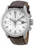 T-SportPRC200ChronographWhiteDialBrownLeatherMen'sWatch