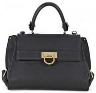 SofiaBlackPebbledLeatherSatchelHandbag