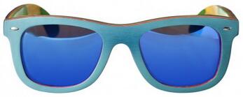 MalibuBluePaintedWoodBlueMirroredLensSunglasses