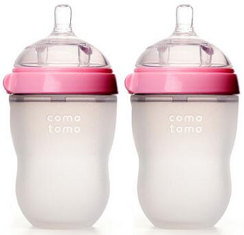 Comotomo Baby Bottles Twin Set 8 oz. Pink -- 2 Bottles