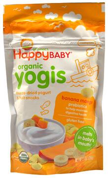 HappyBabyHappyyogis?OrganicYogisFreeze-DriedYogurt&FruitSnacksBananaMango--1Oz