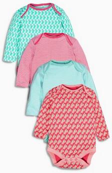 Multi All Over Print Long Sleeve Bodysuits Four Pack (0mths-2yrs)
