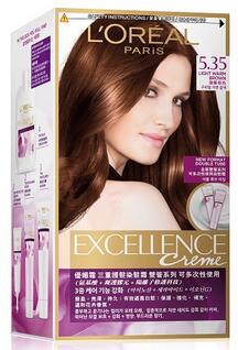 巴黎歐萊雅EXCELLENCECREME優媚霜三重護發染發霜雙管系列可多次性使用#5.35自然暖啡色4件