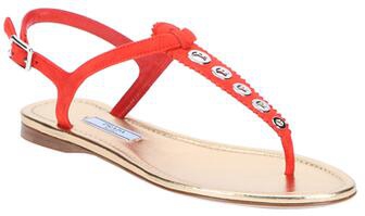 Prada
        
          Red Suede Grommeted Thong Sandals