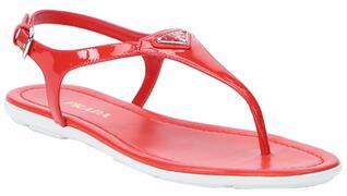 Prada
        
          Red Patent Leather Ankle Strap Sandals