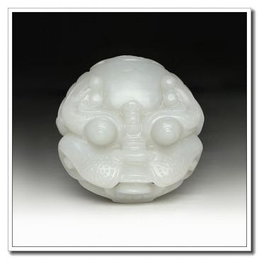 和田白玉腰扣鬼頭