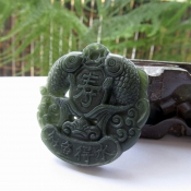 天然新疆和田青玉福壽雙魚如魚得水玉牌掛件