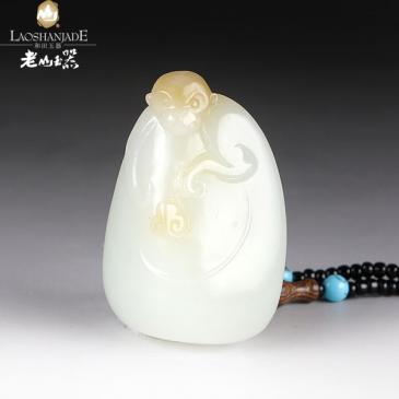 張振興作品新疆和田玉掛件獻壽38.59g玉雕大師收藏
