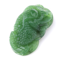天然和田玉碧玉富貴金蟾吊墜★三足金蟾蜍玉墜★招財除小人化是非