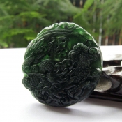 水潤通透天然岫玉碧綠祥龍福字玉牌掛件/玉石龍圖案項墜/騰龍玉佩/玉緣軒正品