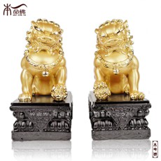 精品仿銅★風水獅(對)★居家辦公風水擺件辟邪化煞保平安