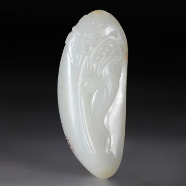 李俊杰作品新疆天然和田玉羊脂白玉籽料掛件蝶戀花玉雕大師收藏