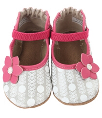 Robeez Becca Mary Jane Baby Shoes, Soft Soles, Hot Pink & Silver