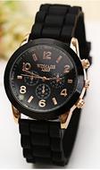 WoMaGeQuartzWatch6NumbersAndRectanglesIndicateRubberWatchBandForWomen-Coffee