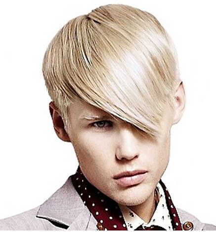 Sparkling Light Blonde Capless Short Trendy Side Bang Heat Resistant Fiber Straight Wig For Men
