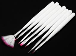 7pcsNailArtDesignPolishBrushesPaintingDrawPenWhiteHandle