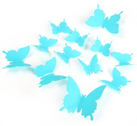 DIY 3D Butterfly Wall Stickers Mirror Art Decal PVC Paper for Home Showcase - 12Pcs
