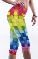 StylishColorfulPrintStretchySkinnyWomen'sCapriPants