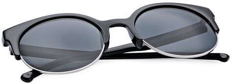 Trendy Vintage Metal Round Circle Half Frame Cat Eye Sunglasses