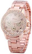 GenevaDiamondDecorativeSub-dialsQuartzWatchStainlessSteelBandForWomen