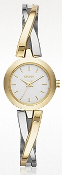 DKNYCrosswalk圆形表盘双色不锈钢女士手表