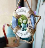 FashionMediterraneanStyleLifebuoyShapeWelcomeSignsHangingWoodCrafts