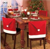 SantaClausHatChairBackCoverForChristmasDinnerDecorationCap