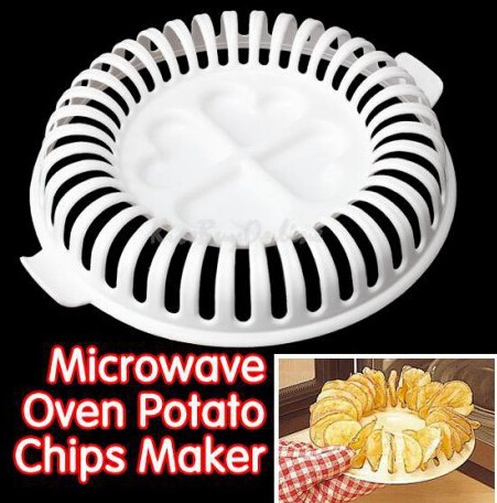 A Set of Quality Home DIY Microwave Oven Baked Potato Chips with Grill Basket Slicer