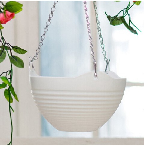 Quality Household Flexible Chain Solid Color Plastic Hanging Basket Flower Pot
