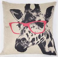SimpleGiraffePatternPrintedSquareSynthesisOfLinenPillowCase