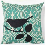 CharmingBirdPrintedSquareCompositeLinenBlendPillowCase