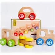 酷漫居益智玩具系列多颜色实木小车玩具(适合3岁以上使用)