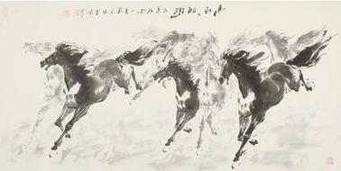 動物畫名家江南一馬楊主旺水墨國畫馬《馬到成功》作者官網