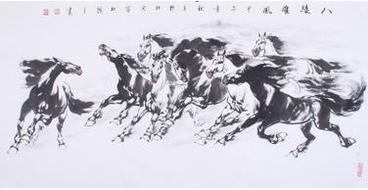 【已售】綏化美協(xié)理事徐鴻軍四尺八駿圖《八駿雄風(fēng)》作者官網(wǎng)