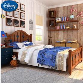 迪士尼顶级红椿木美式系列1.2/1.35/1.5米经典实木单床