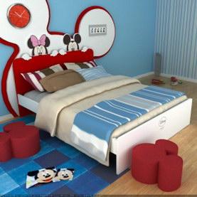 迪士尼P2级中密度纤维板顽皮系列1.5米彩色板式单床(米奇米妮)