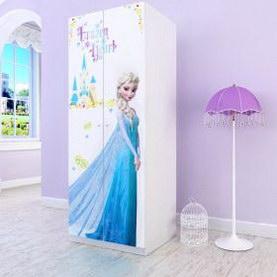 迪士尼E0级实木颗粒板公主系列0.8米二门衣柜