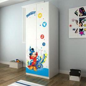 迪士尼E0级实木颗粒板米奇魔法师0.8米二门衣柜