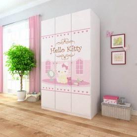 HelloKittyE0级实木颗粒板华尔兹的优雅1.2米三门衣柜