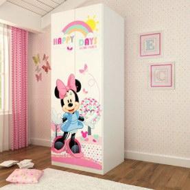 迪士尼E0级实木颗粒板米妮童画梦0.8米二门衣柜