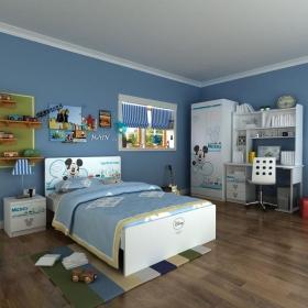 迪士尼E0级实木颗粒板米奇车世界儿童单床套房