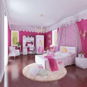 迪士尼E0级实木颗粒板睡美人玫瑰色人生儿童单床套房