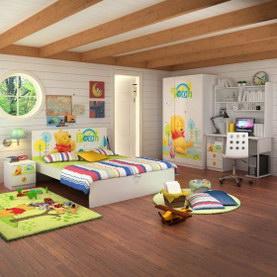 迪士尼E0级实木颗粒板维尼幻想曲儿童单床套房