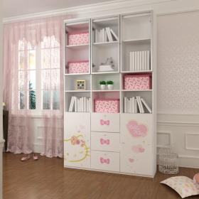 HelloKittyE0級實木顆粒板KT系列1.2米三門書柜